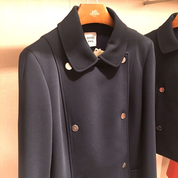 エルメスエルメス服コピー 2017 Manteau"DOUBLE BOUTONNAGE"LAINE STRECH/BLEU NOIR