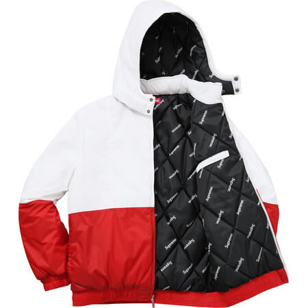 18AW 白赤 シュプリームコピー シュプリーム Sideline Side Logo Parka White / Red 18011103