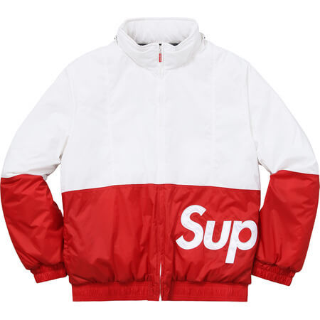 18AW 白赤 シュプリームコピー シュプリーム Sideline Side Logo Parka White / Red 18011103