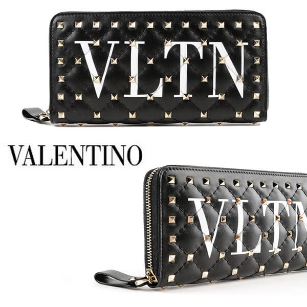 【ヴァレンティノ財布コピー】Rockstud Spike VLTN ジップ 長財布★PW0P0P00XQC