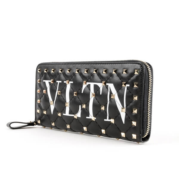 【ヴァレンティノ財布コピー】Rockstud Spike VLTN ジップ 長財布★PW0P0P00XQC