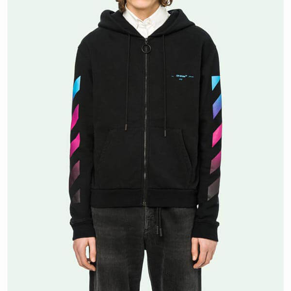 オフ ホワイト レプリカ パーカー 激安 OFF WHITE BLACK GRADIENT ZIPPED HOODIE 20040224