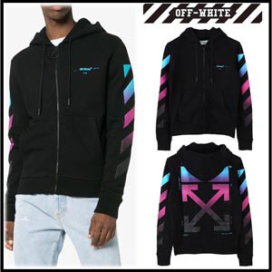 オフ ホワイト レプリカ パーカー 激安 OFF WHITE BLACK GRADIENT ZIPPED HOODIE 20040224