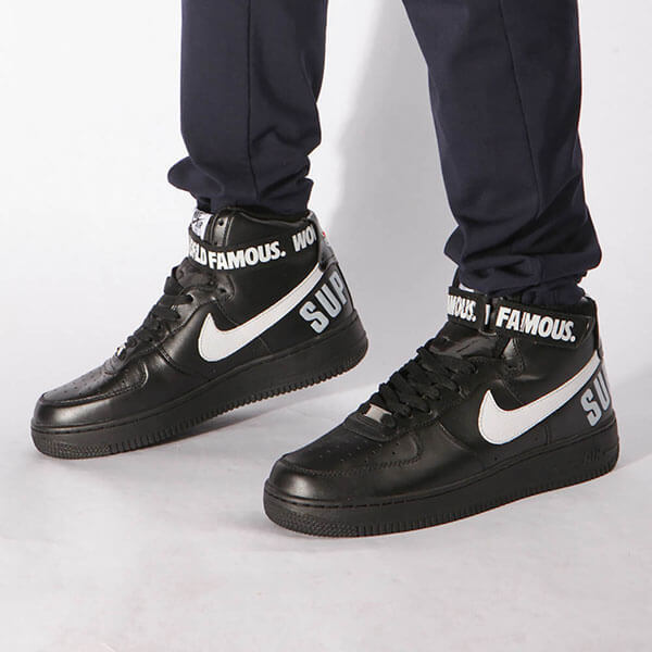 シュプリーム x ナイキ スニーカー コピー 激レア シュプリーム Air Force 1 High "World Famous Black"698696-010