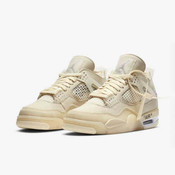 ナイキ オフ ホワイト スニーカー コピー ウィメンズ エアジョーダン ４ レトロ セイル コラボ  x Off-White Wmns Air Jordan 4 Retro Sail  CV9388-100