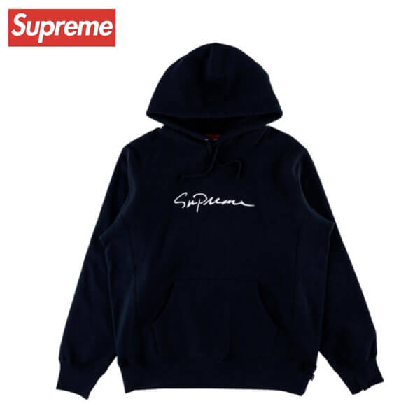 入手困難！シュプリーム パーカー 偽物 シュプリーム Classic Script Hooded Sweatshirt Navy201116CC0191