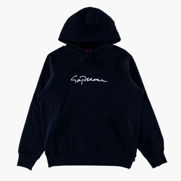 入手困難！シュプリーム パーカー 偽物 シュプリーム Classic Script Hooded Sweatshirt Navy201116CC0191