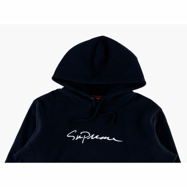 入手困難！シュプリーム パーカー 偽物 シュプリーム Classic Script Hooded Sweatshirt Navy201116CC0191