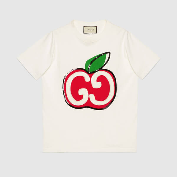 グッチ GGコピーアップル プリント TシャツF0028