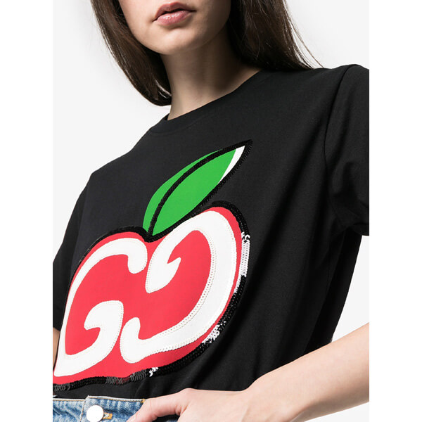 グッチ GGコピーアップル プリント TシャツF0028