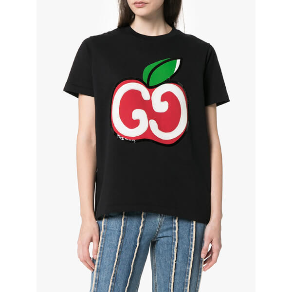 グッチ GGコピーアップル プリント TシャツF0028