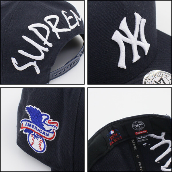 完売前に！47 キャップ 偽物★ニューヨークヤンキースキャップ偽物★シュプリーム x NY Yankees x 47 Brand 5-Panel Snapback Cap 紺20E21C3