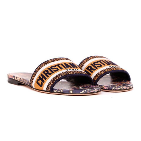 ディオール サンダル 偽物 ディオール Dway ディオール Animals Embroidered Cotton Slide KCQ306APE_S77B