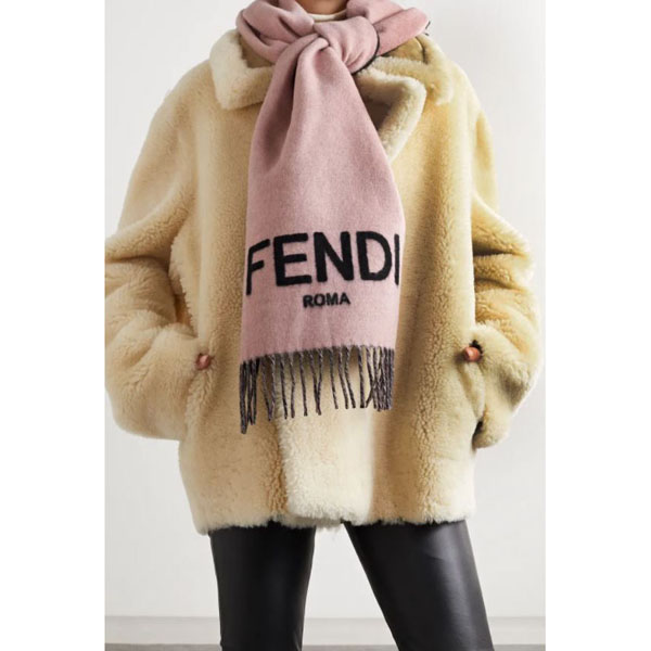 ★フェンディ★Fringed two-tone intarsia cashmere scar偽物fW3739