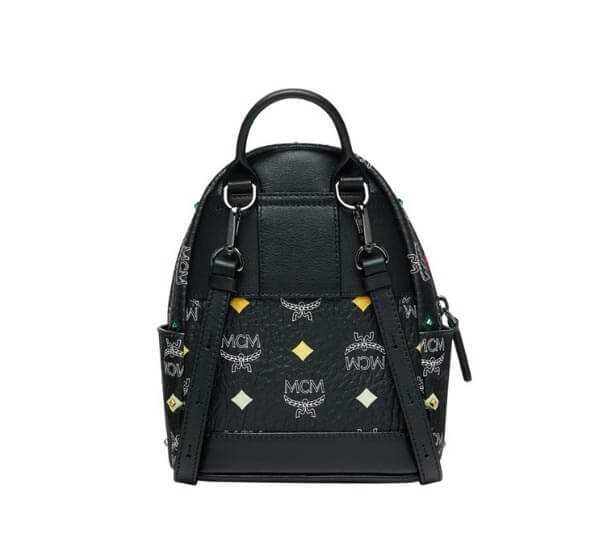 【エムシーエムリュック コピー】ロゴ入り 人気！MINI STARK BACKPACK 黒 MMK9SVE36BA