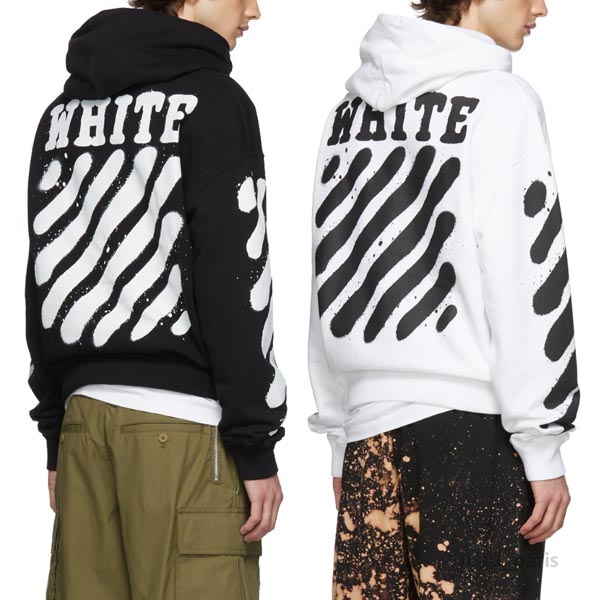 ホワイト オフ ホワイトコピー レプリカ パーカー OFF WHITE★19AW★Incomplete Spray paintフーディ9MBA025R3