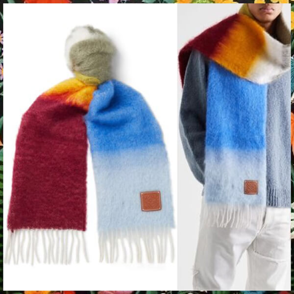 ロエベ☆ スーパーコピー Mohair-Blend Scarf　モヘアストライプスカーフ 21030101