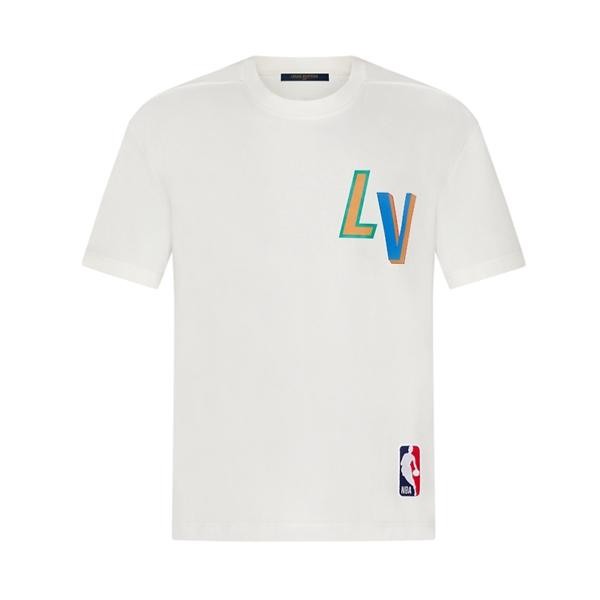 21FW★ルイヴィトン Tシャツ コピー★ルイヴィトン NBA フロントアンドバックレタープリントTシャツ 1A8X8R