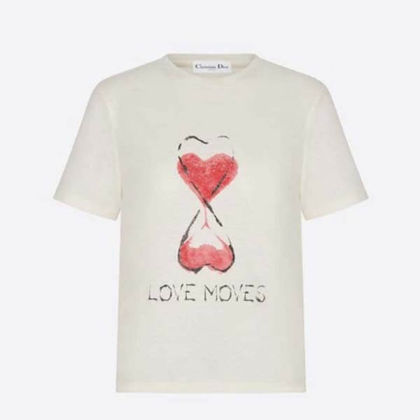 ディオール  Tシャツ コピー★21秋の新作「LOVE MOVES」プリント リネン混 Tシャツ 143T12A4466_X0200