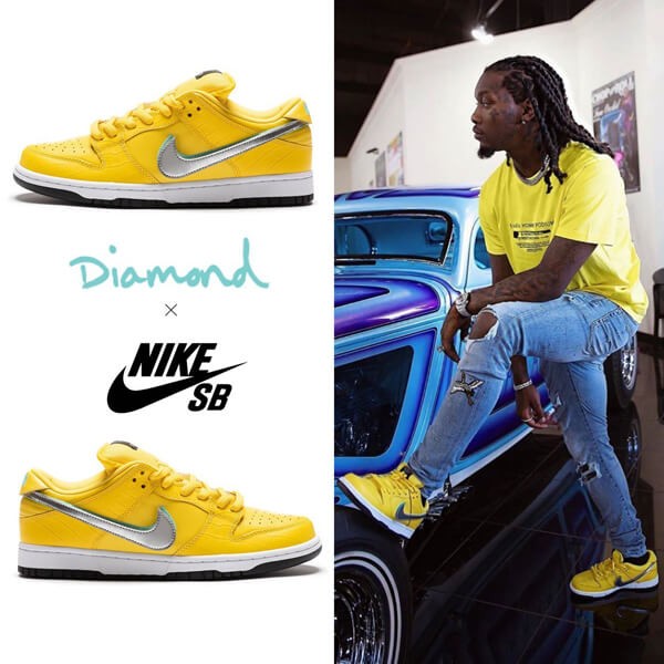 ナイキ エスビー ダンク コピー ロー Diamond Supply Co "Canary Diamond" Yellow 21080611