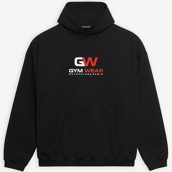 【バレンシアガ パーカー 偽物】GYM WEAR ロゴ★フーディ スウェット Black White 21092305