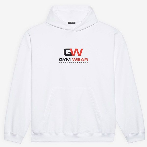 【バレンシアガ パーカー 偽物】GYM WEAR ロゴ★フーディ スウェット Black White 21092305