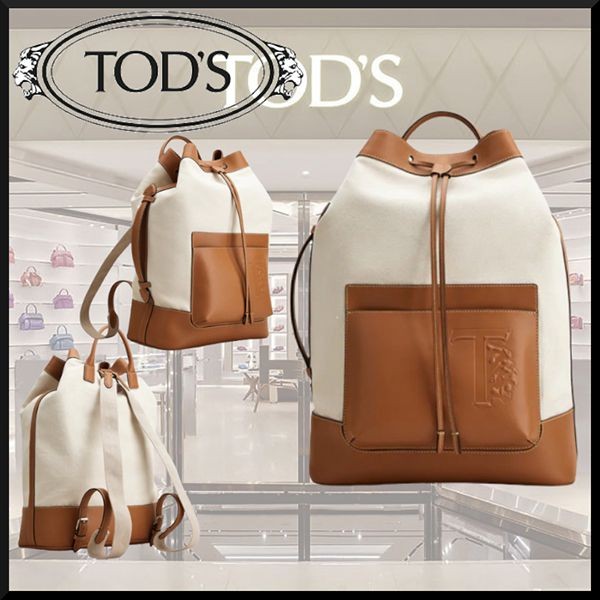 22SS★TODS キャンバス＆レザー バックパック 偽物ミディアム22041304