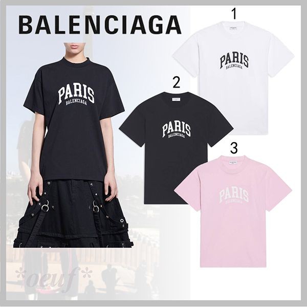 ◆バレンシアガ◆CITIES PARIS ロゴ ウィメンズ コットンTシャツ コピー612965TLVL71070