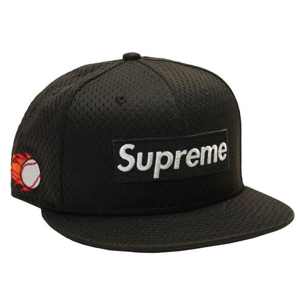 シュプリーム ニューエラ 偽物  Mesh Box Logo New Era Cap ニューエラ Black20E11C9