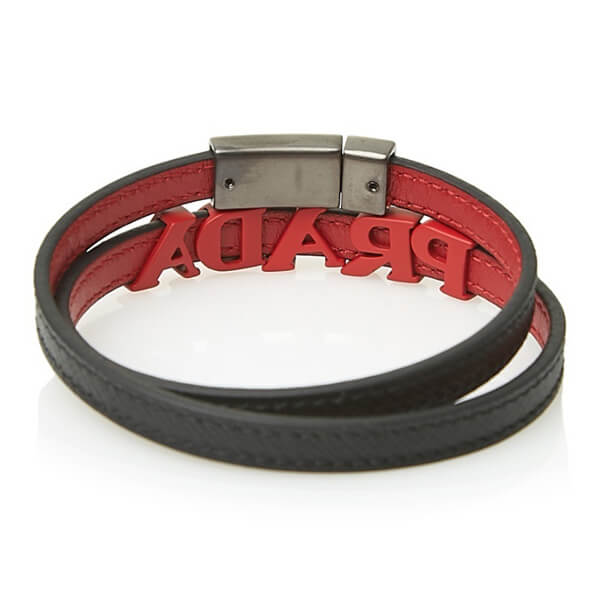 プラダ偽物正規品/超特急EMS/送料込み SAFFIANO Double logo bracelet 2IB287 2FAF F0D9A