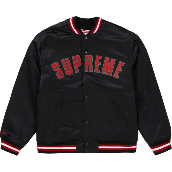 シュプリーム X Mitchell & Ness Satin Varsity Jacket 偽物 SS 21 WEEK 8 21060959