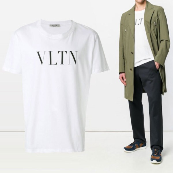 ヴァレンティノ 半袖 Tシャツ 偽物SV3MG10V3LE★VLTN ロゴ Tシャツ★クルーネック カットソー 2色