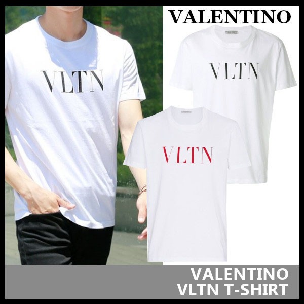 ヴァレンティノ 半袖 Tシャツ 偽物SV3MG10V3LE★VLTN ロゴ Tシャツ★クルーネック カットソー 2色