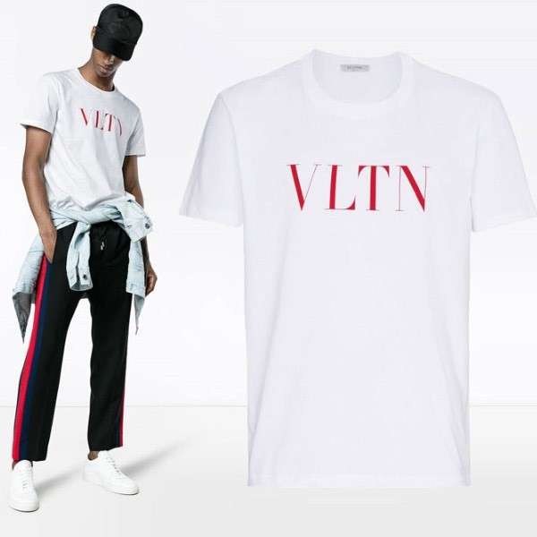 ヴァレンティノ 半袖 Tシャツ 偽物SV3MG10V3LE★VLTN ロゴ Tシャツ★クルーネック カットソー 2色