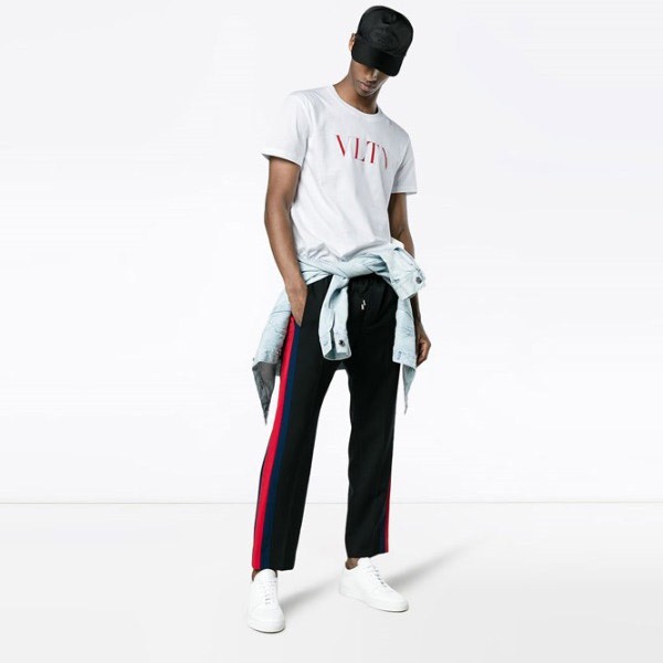 ヴァレンティノ 半袖 Tシャツ 偽物SV3MG10V3LE★VLTN ロゴ Tシャツ★クルーネック カットソー 2色