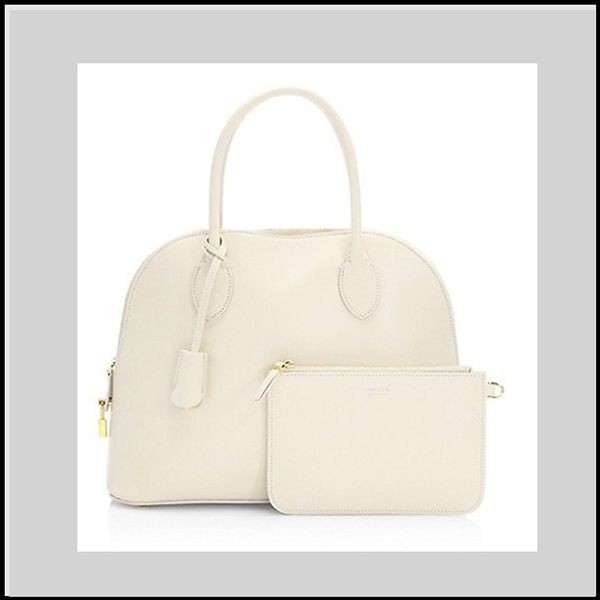 【The Row 偽物】Lady カーフレザー バッグ ★ ベストレラー ★ポーチ WI222L60 IVORY SHG