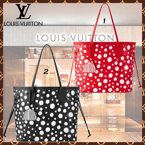 ＜最新で絶対欲しい>LV x 草間彌生 ルイヴィトン トートバッグ 偽物 MM 2色 M46390