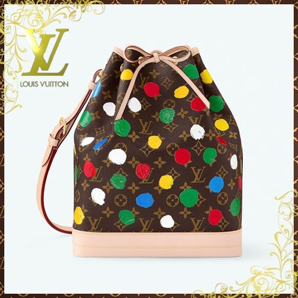 LV × YK 草間彌生 コラボ ノエ バケツバッグ 偽物 モノグラム ドット M46394