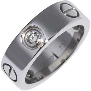 カルティエ K18WG ハーフダイヤ ラブリング 指輪  B40325 新品